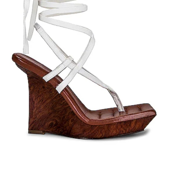 Gia Borghini x RHW Strappy Leather Wedge Sandals - Picture 1 of 5